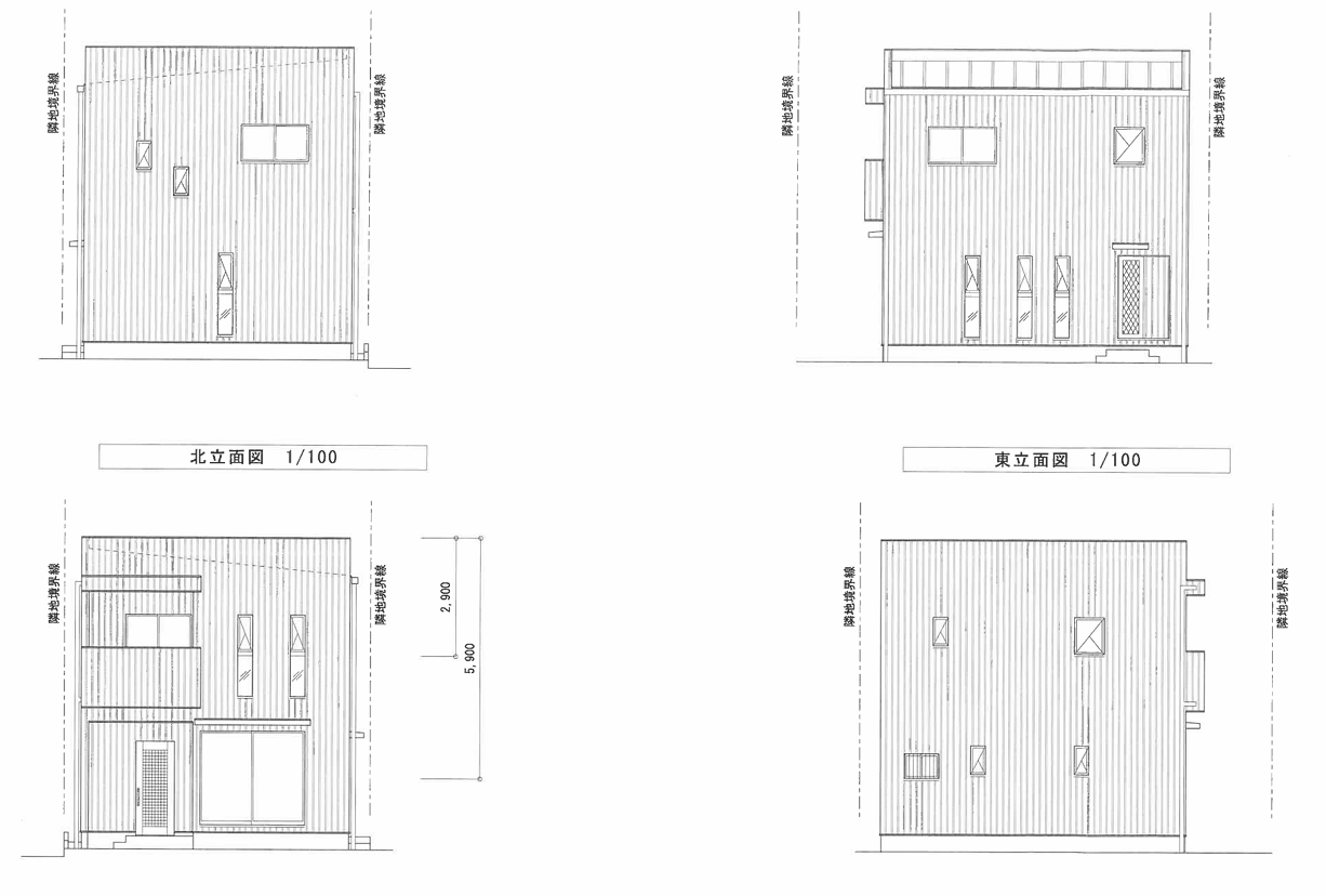 浜田２丁目　新築№B　立面図