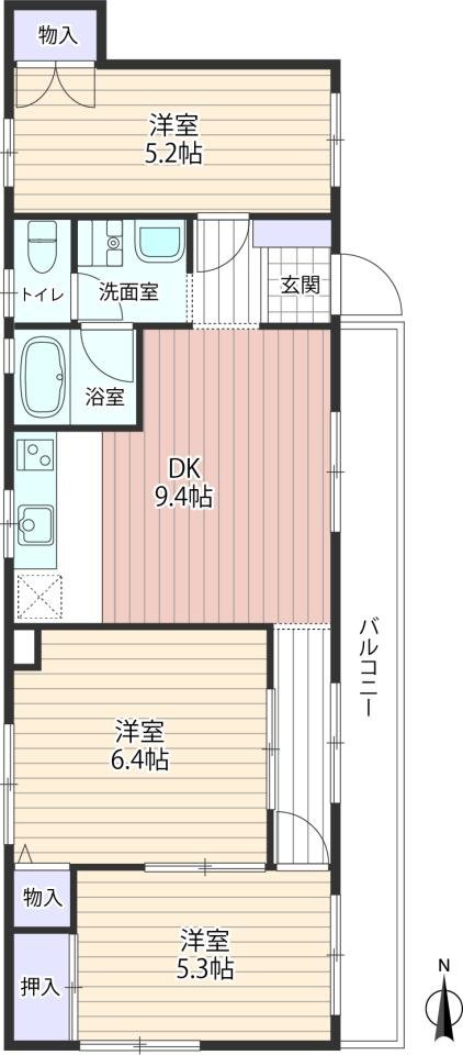 エメラルドマンション矢賀Ⅱ　間取り